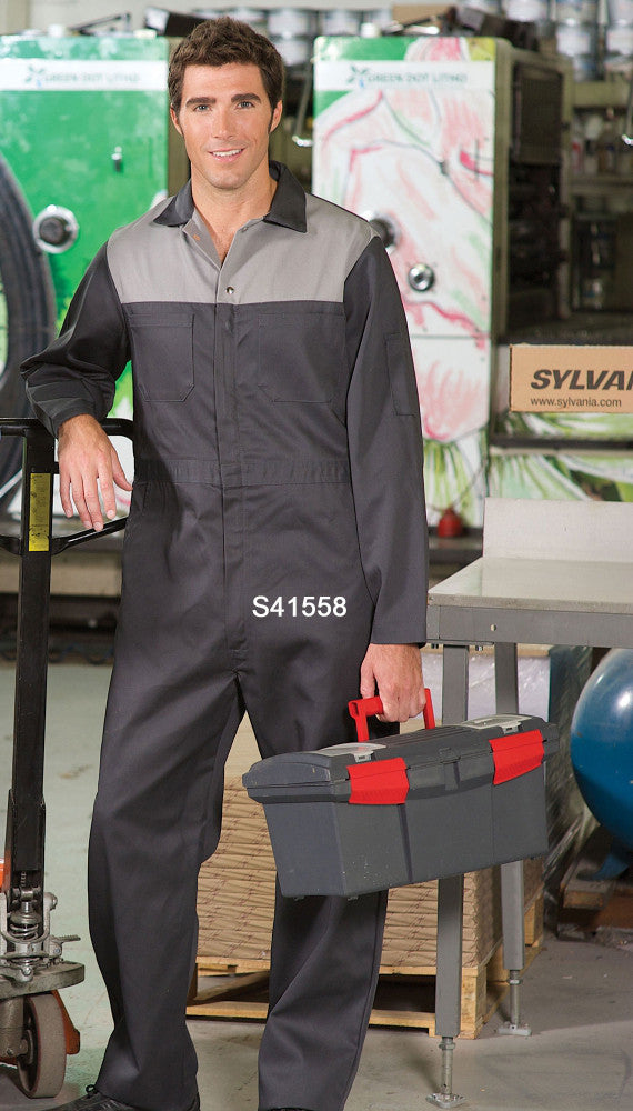 Charcoal with Graphite Yoke - Premium Uniforms Contrast Yoke Coveralls