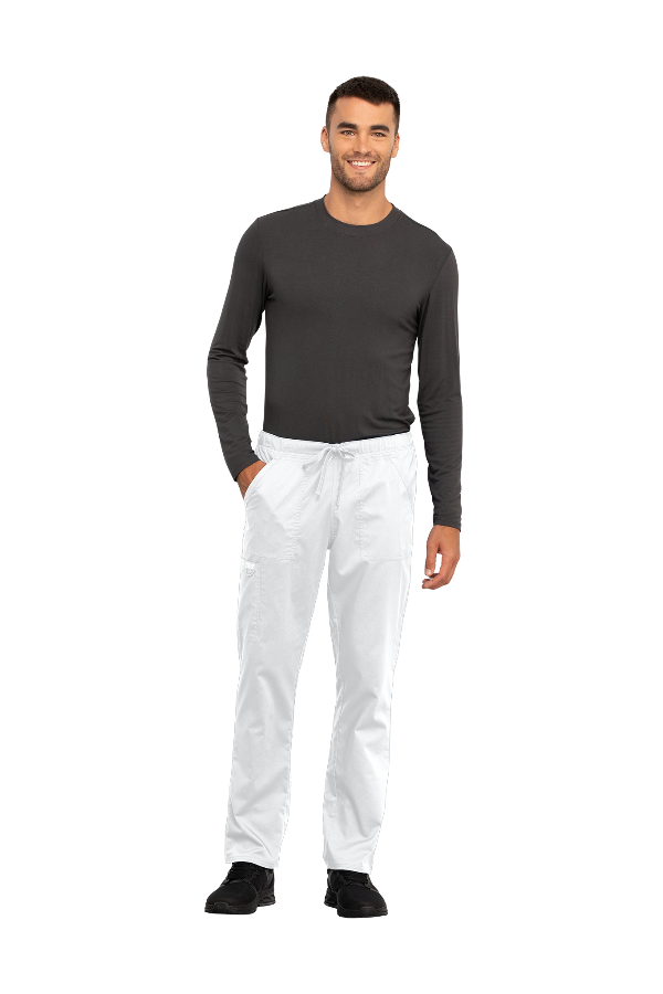 White - Cherokee Workwear Revolution Unisex Drawstring Cargo Pant