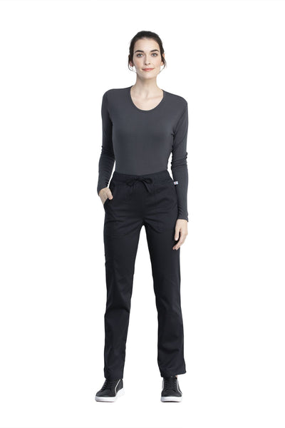 Black - Cherokee Workwear Revolution Tech Unisex Mid Rise Drawstring Pant
