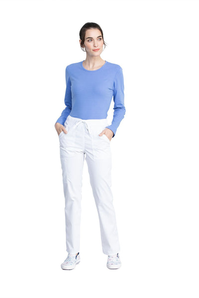 White - Cherokee Workwear Revolution Tech Unisex Mid Rise Drawstring Pant