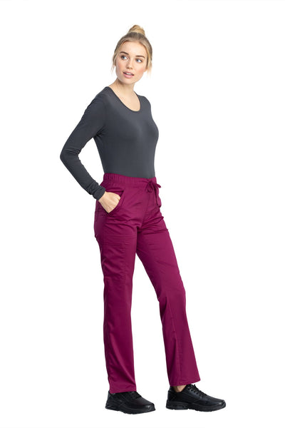 Wine - Cherokee Workwear Revolution Tech Unisex Mid Rise Drawstring Pant