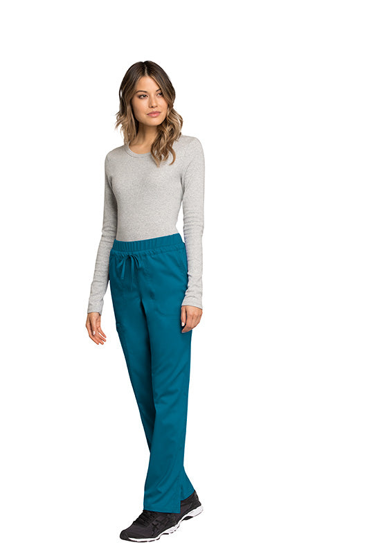Caribbean Blue - Cherokee Workwear Revolution Mid Rise Drawstring Cargo Pant