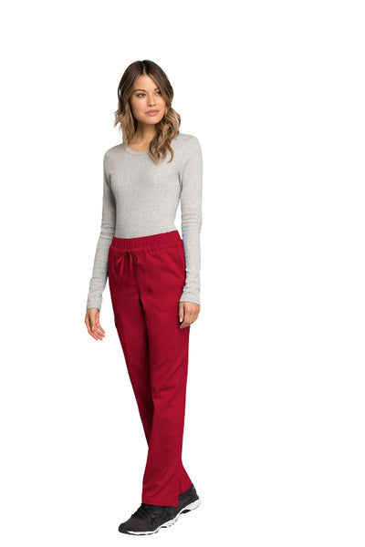 Red - Cherokee Workwear Revolution Mid Rise Drawstring Cargo Pant