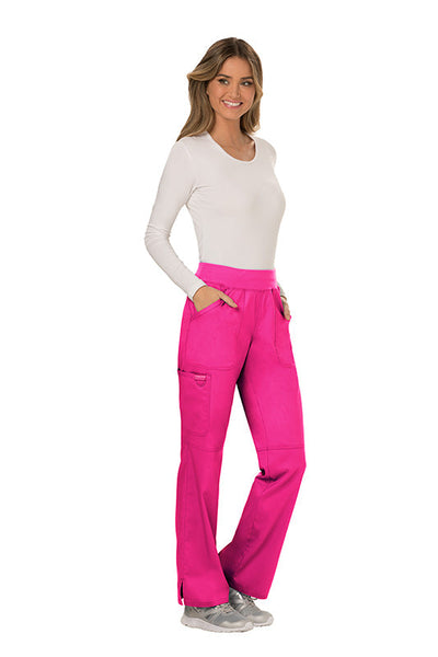Electric Pink - Cherokee Workwear Revolution Mid Rise Drawstring Cargo Pant