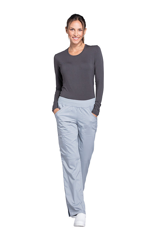 Grey - Cherokee Workwear Revolution Mid Rise Drawstring Cargo Pant