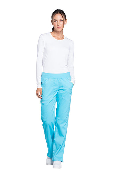 Turquoise - Cherokee Workwear Revolution Mid Rise Drawstring Cargo Pant