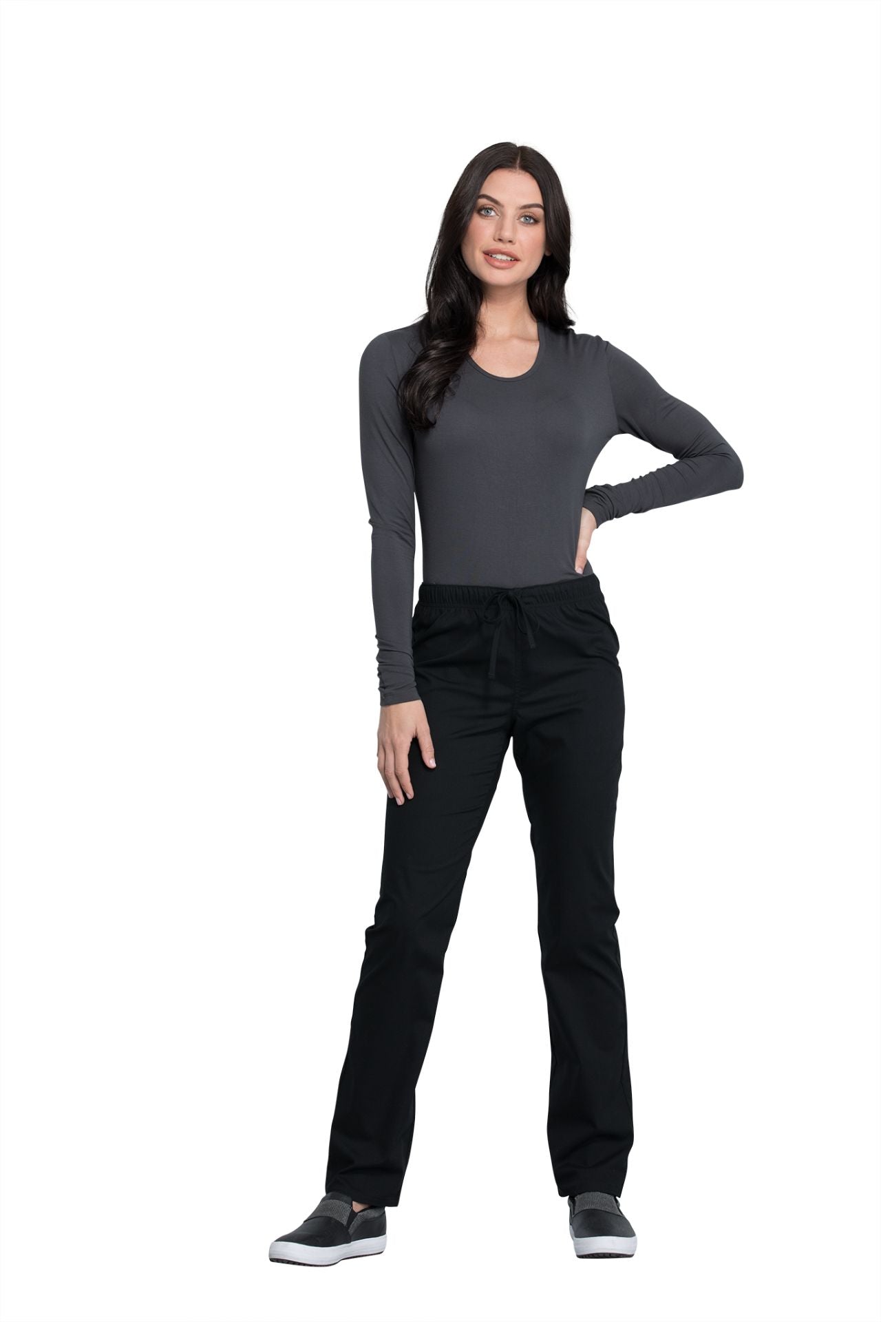 Black - Cherokee Workwear Professionals Pocketless Drawstring Pant