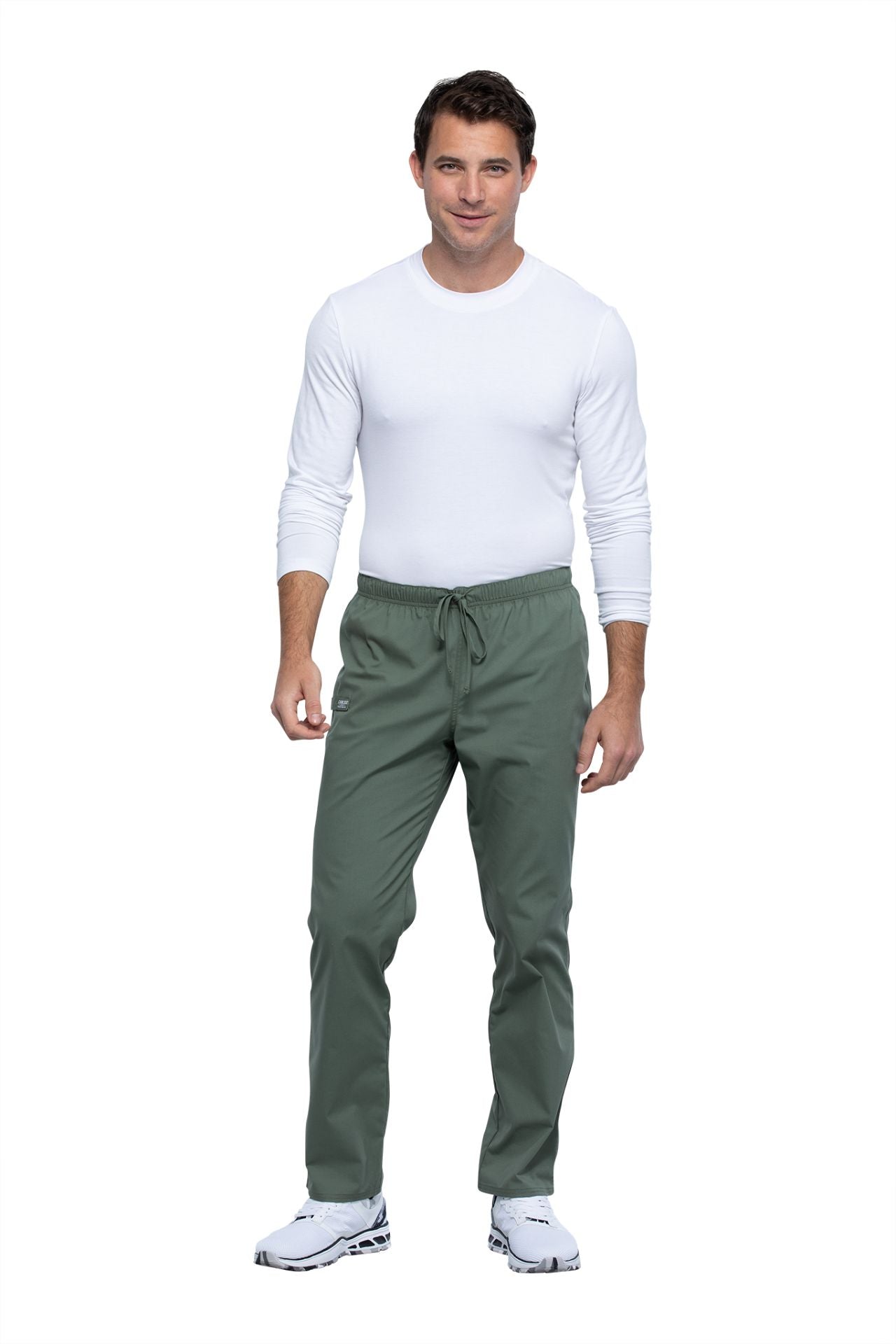 Olive - Cherokee Workwear Professionals Pocketless Drawstring Pant