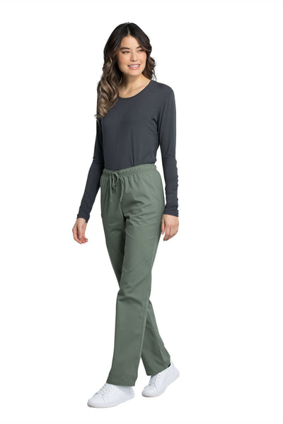Olive - Cherokee Workwear Professionals Pocketless Drawstring Pant