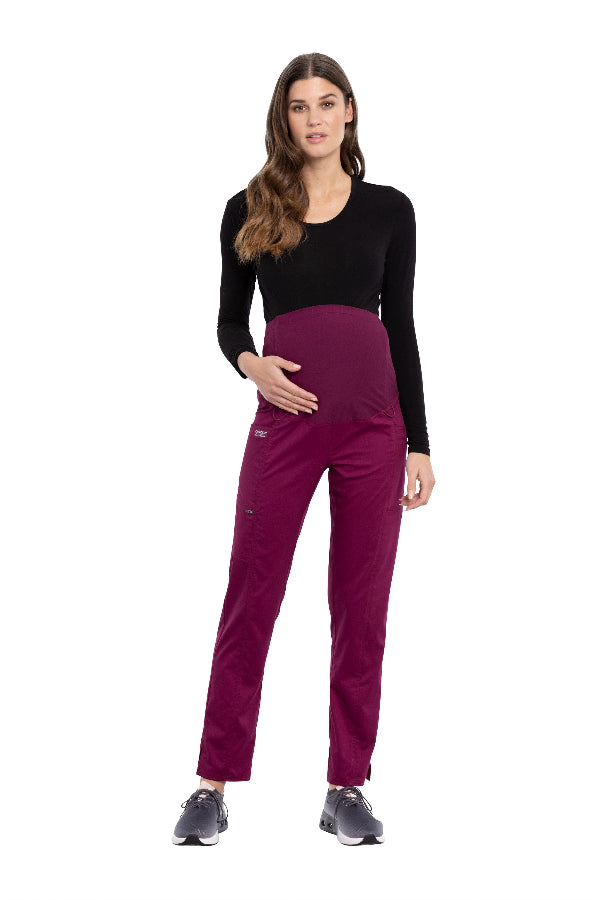 Wine - Cherokee Workwear Revolution Maternity Pull On Pant