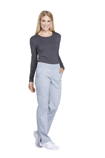 Grey - Cherokee Workwear Professionals Mid Rise Pull On Cargo Pant