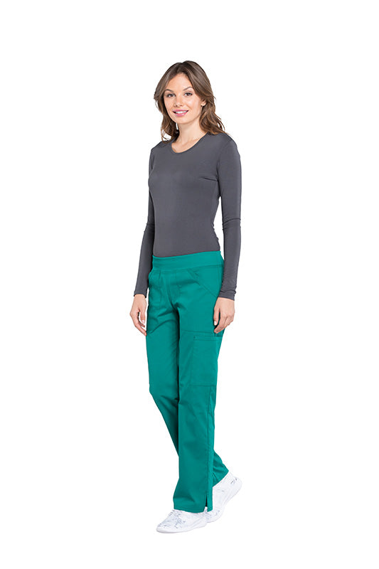 Hunter Green - Cherokee Workwear Professionals Mid Rise Pull On Cargo Pant