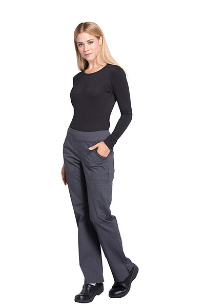Pewter - Cherokee Workwear Professionals Mid Rise Pull On Cargo Pant