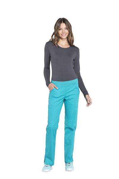 Teal Blue - Cherokee Workwear Professionals Mid Rise Pull On Cargo Pant