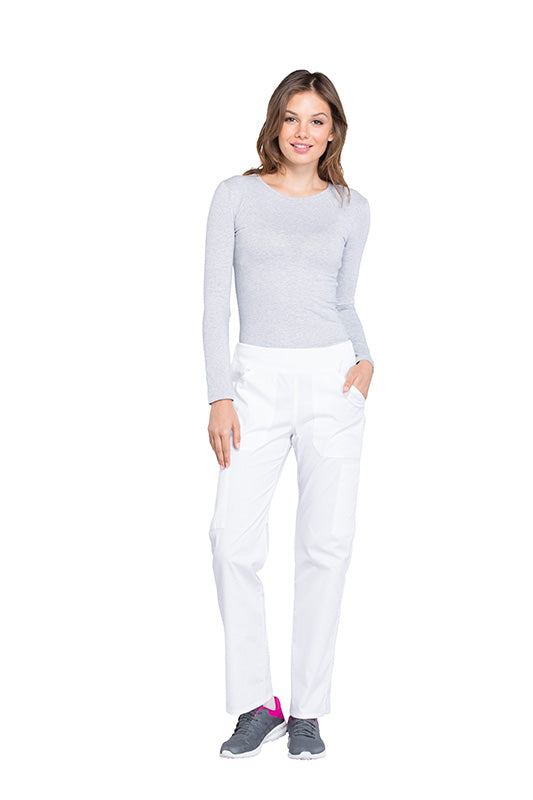White - Cherokee Workwear Professionals Mid Rise Pull On Cargo Pant