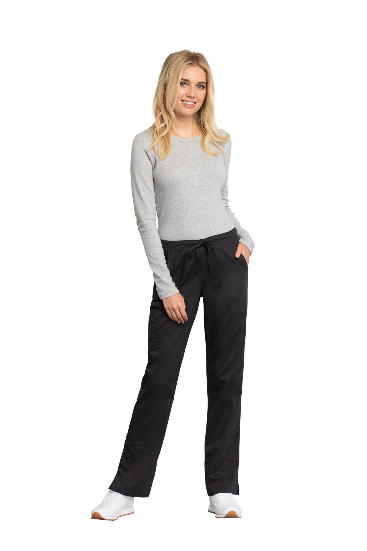 Black - Cherokee Workwear Revolution Tech Mid Rise Drawstring Pant