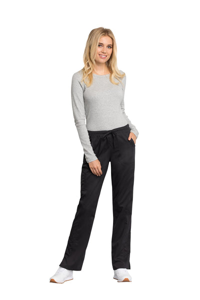 Black - Cherokee Workwear Revolution Tech Mid Rise Drawstring Pant
