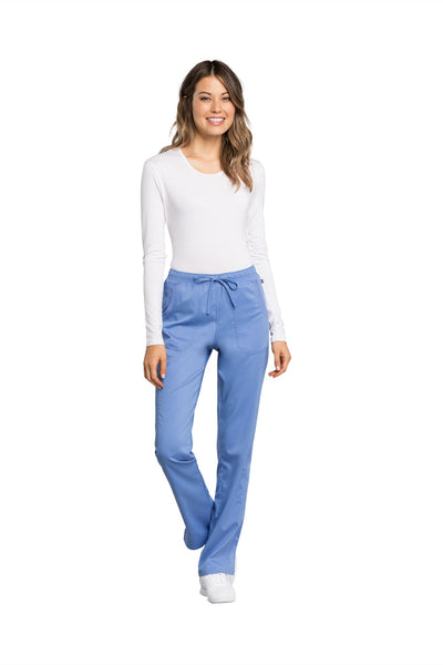 Ciel Blue - Cherokee Workwear Revolution Tech Mid Rise Drawstring Pant
