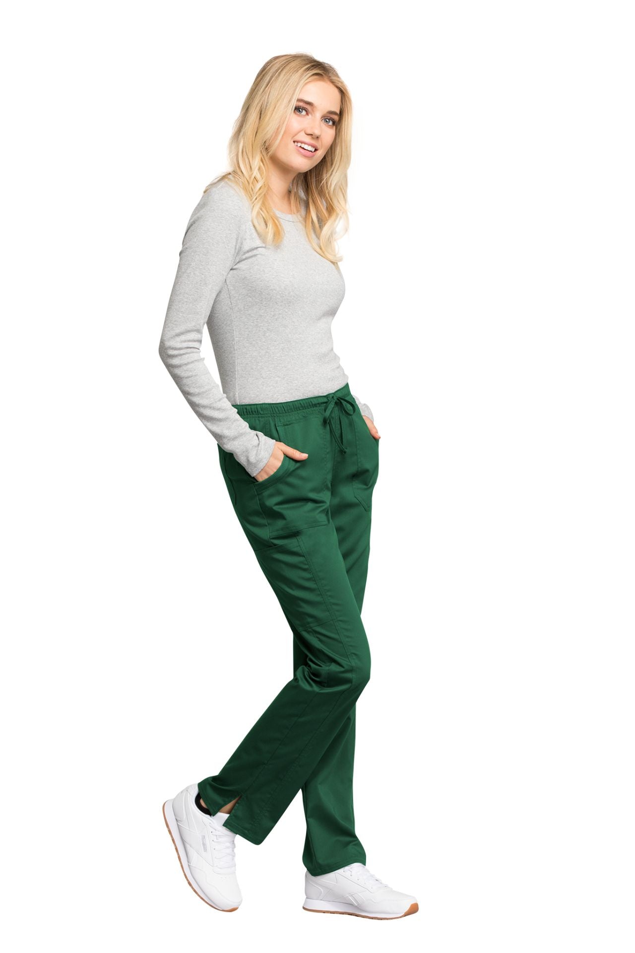 Hunter Green - Cherokee Workwear Revolution Tech Mid Rise Drawstring Pant