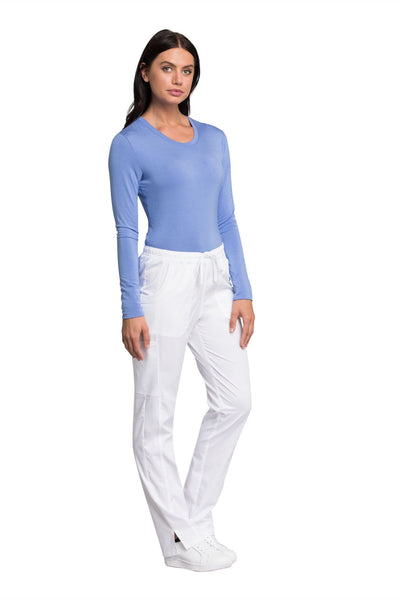 White - Cherokee Workwear Revolution Tech Mid Rise Drawstring Pant