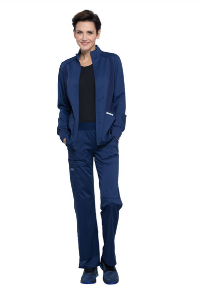 Navy - Cherokee Workwear Revolution Zip Front High Low Jacket