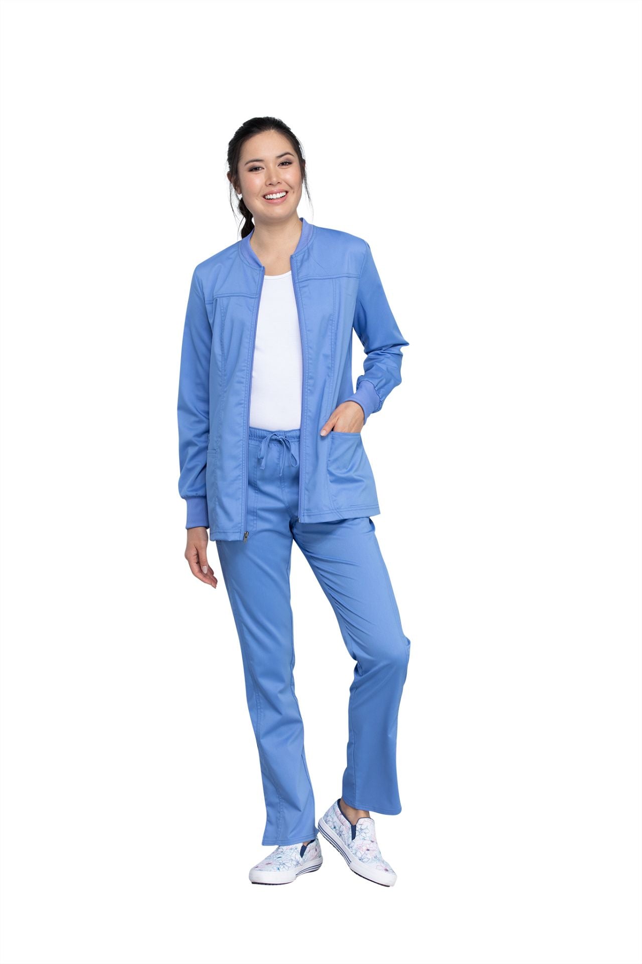 Ciel Blue - Cherokee Workwear Revolution Tech Zip Front Jacket
