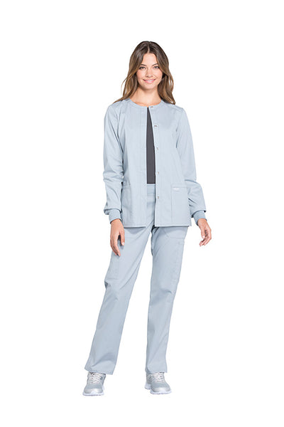 Grey - Cherokee Workwear Professionals Snap Front Jacket