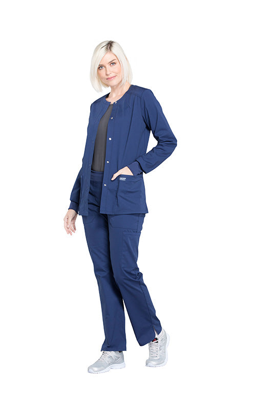 Navy - Cherokee Workwear Professionals Snap Front Jacket