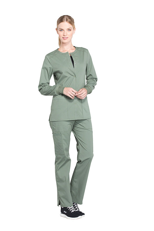 Olive - Cherokee Workwear Professionals Snap Front Jacket