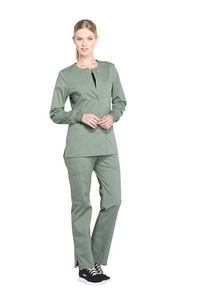 Olive - Cherokee Workwear Professionals Snap Front Jacket