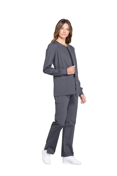 Pewter - Cherokee Workwear Professionals Snap Front Jacket