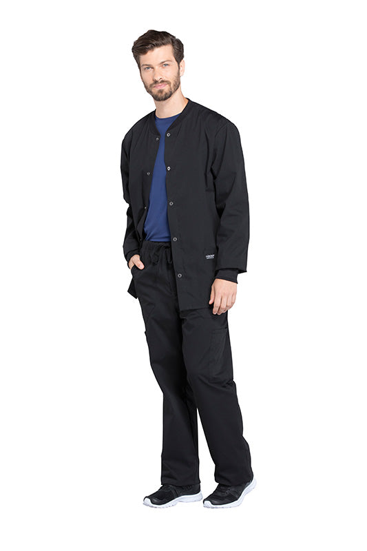 Black - Cherokee Workwear Professionals Men's Snap Front Jacket