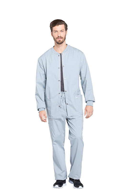 Grey - Cherokee Workwear Professionals Men's Snap Front Jacket
