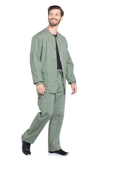 Olive - Cherokee Workwear Professionals Men's Snap Front Jacket