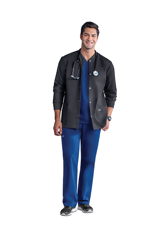 Pewter - Cherokee Workwear Professionals Men's Snap Front Jacket