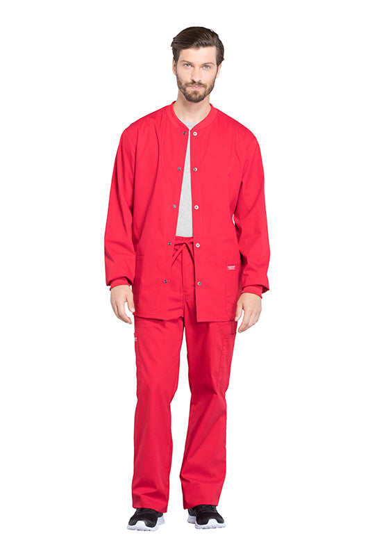 Red - Cherokee Workwear Professionals Men's Snap Front Jacket