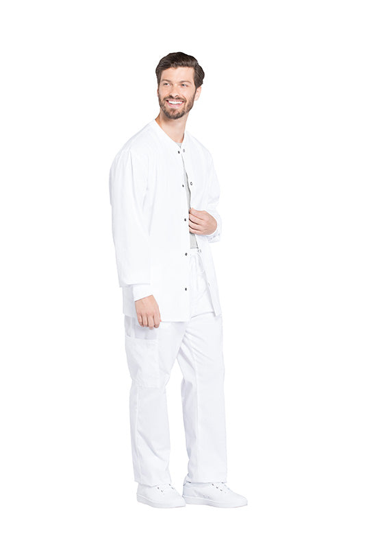White - Cherokee Workwear Professionals Men's Snap Front Jacket