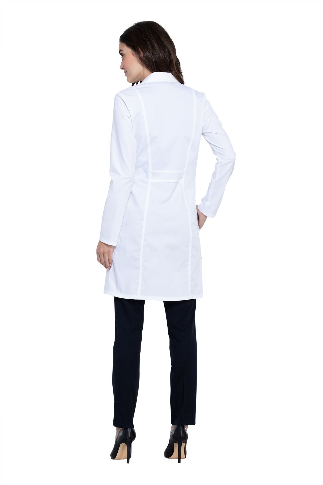 White - Cherokee Revolution Tech 36" Women's Antimicrobial Fluid Barrier Lab Coat