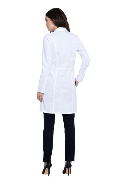 White - Cherokee Revolution Tech 36" Women's Antimicrobial Fluid Barrier Lab Coat