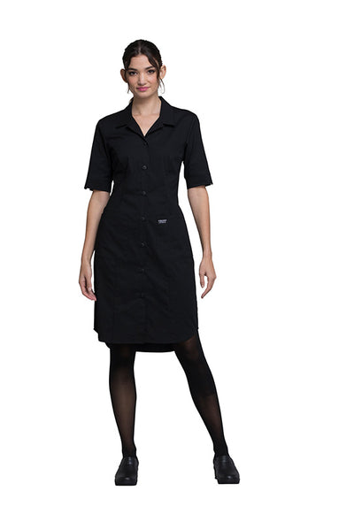 Black - Cherokee Workwear Professionals Button Front Dress