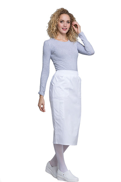 White - Cherokee Workwear Professionals 30" Knit Waistband Skirt