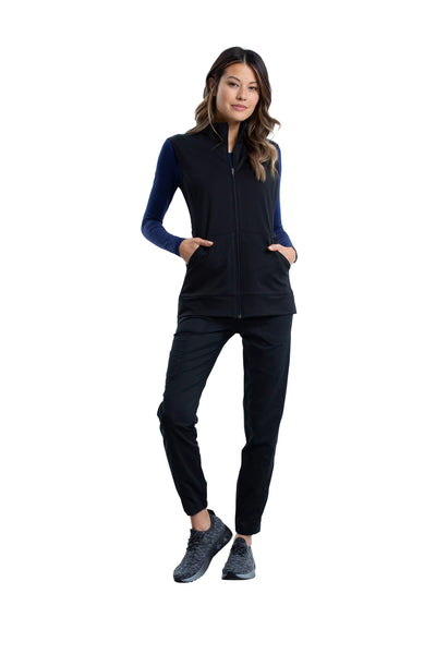 Black - Cherokee Workwear Revolution Zip Front Knit Vest