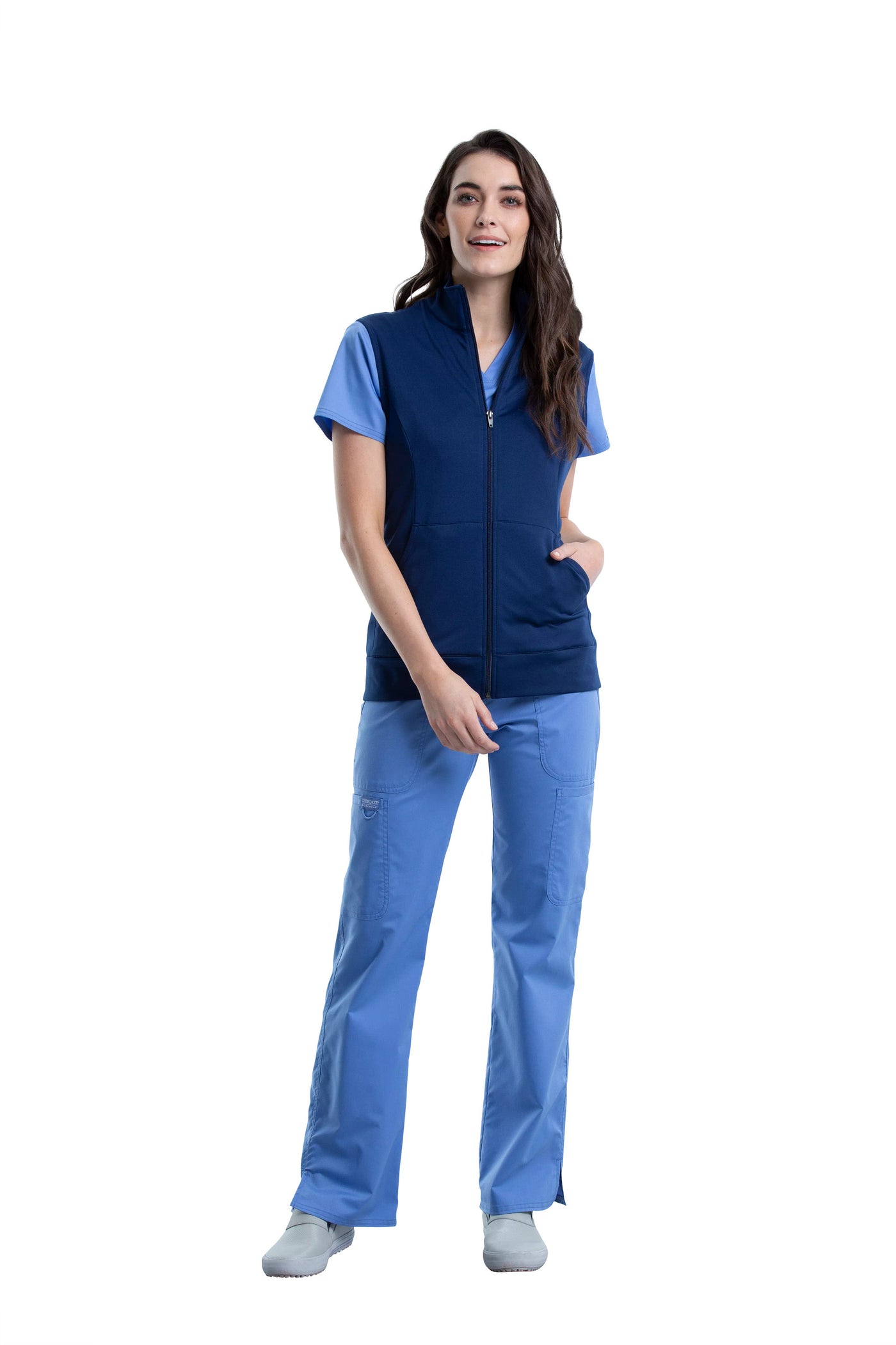 Navy - Cherokee Workwear Revolution Zip Front Knit Vest