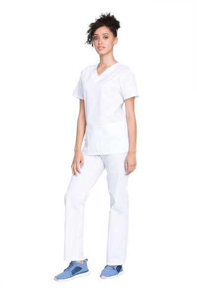 White - Cherokee Workwear Originals Unisex Top and Pant Set