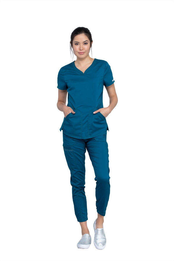 Caribbean Blue - Cherokee Workwear Revolution V-Neck Top