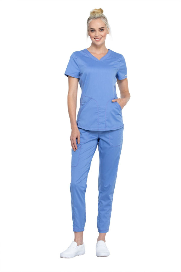 Ciel Blue - Cherokee Workwear Revolution V-Neck Top