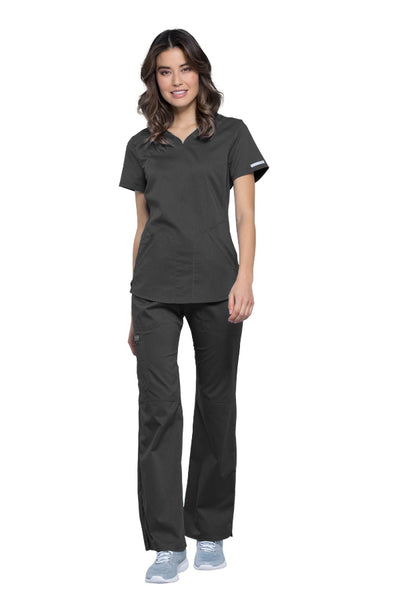 Pewter - Cherokee Workwear Revolution V-Neck Top