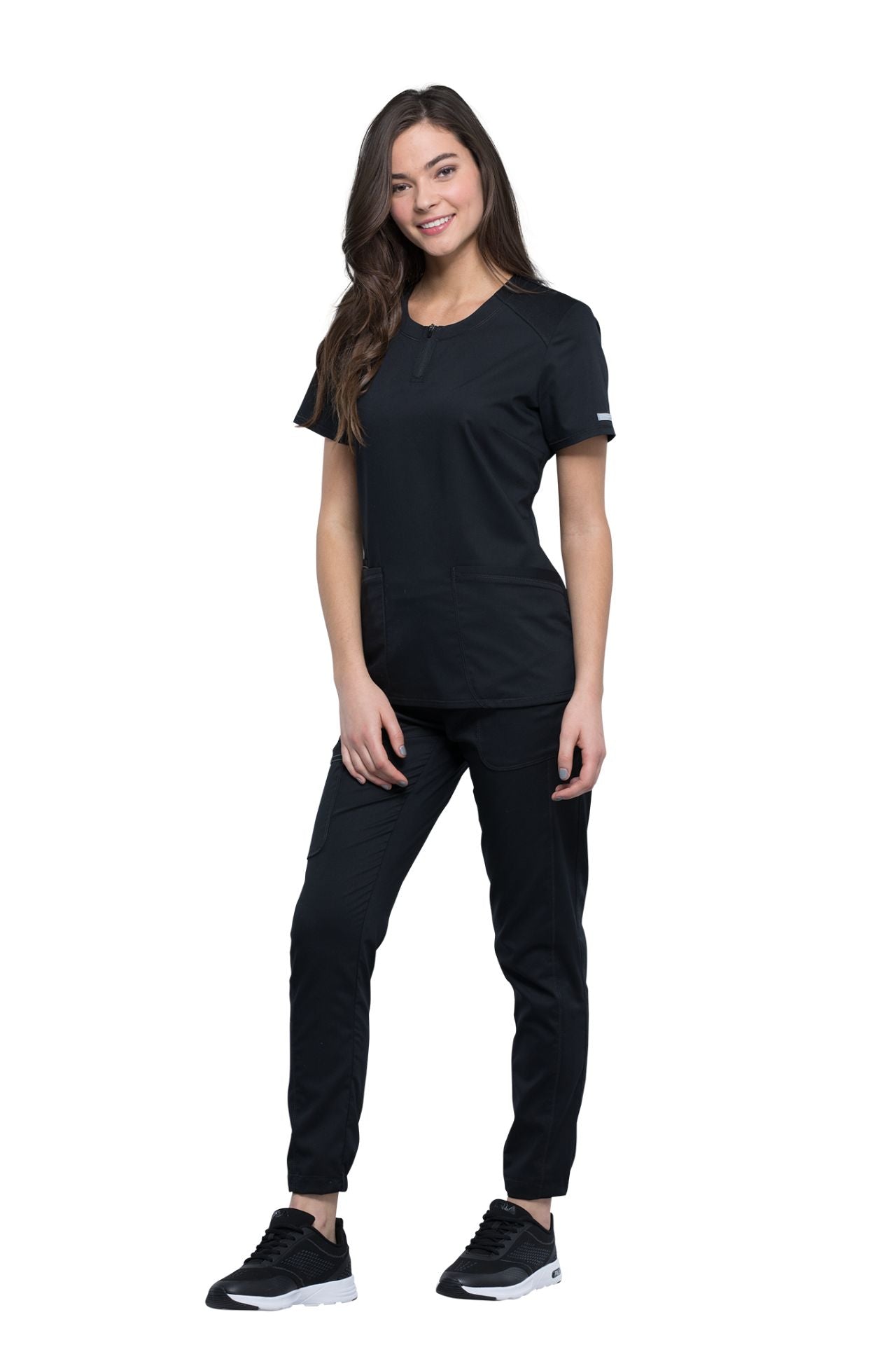 Black - Cherokee Workwear Revolution Round Neck Top