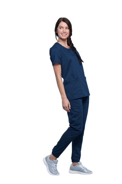 Navy - Cherokee Workwear Revolution Round Neck Top
