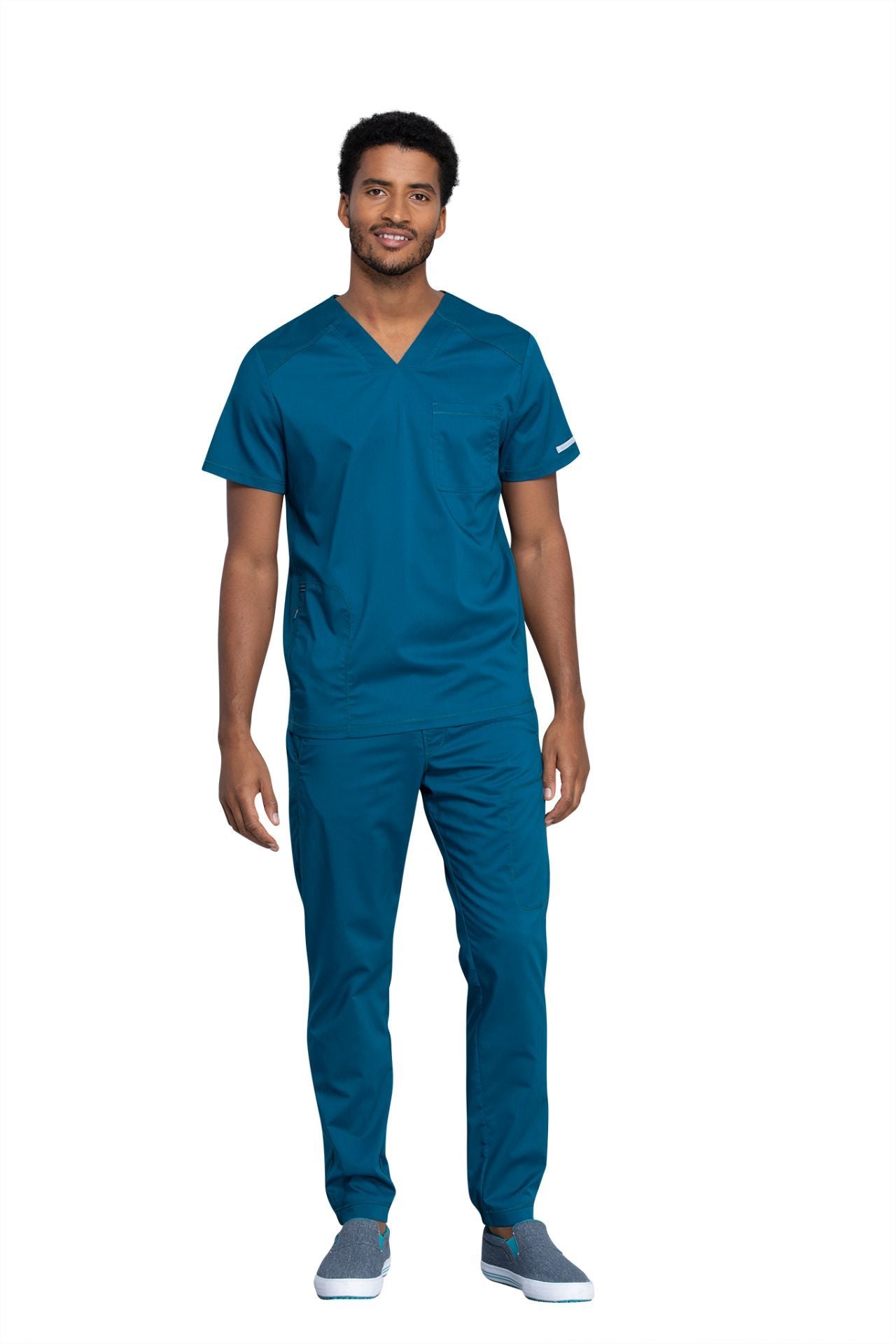 Caribbean Blue - Cherokee Workwear Revolution Men's V-Neck Top